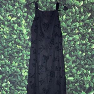 Calf Length Black Rose Dress
